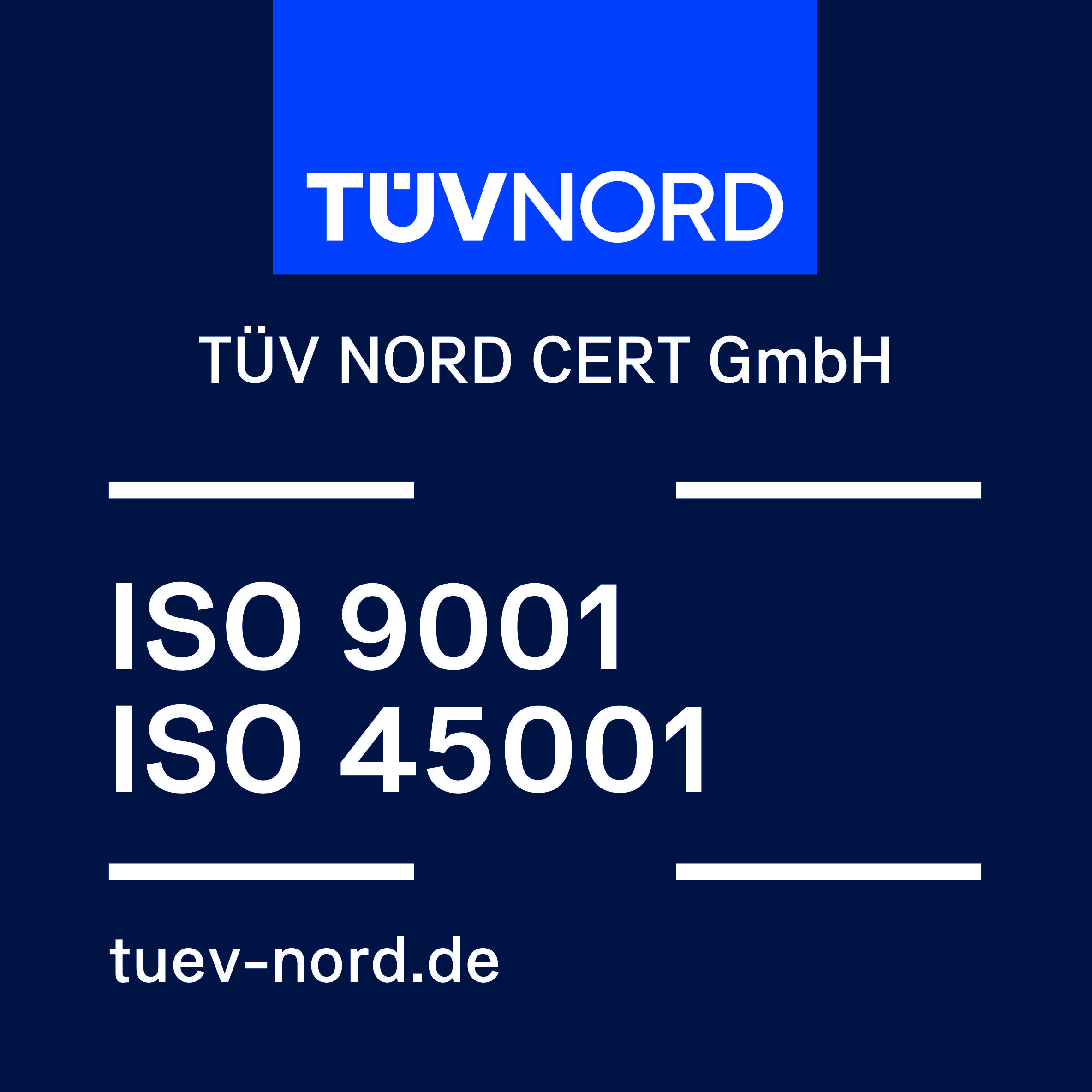 T&Uuml;V Nord ISO 9001 e ISO 45001